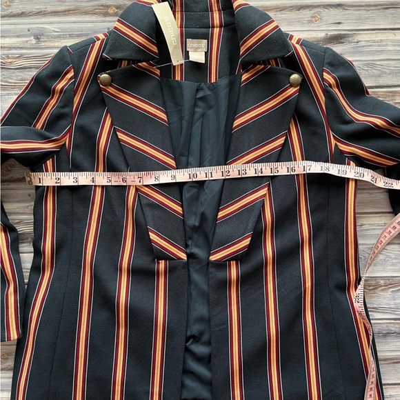 CHICOS navy blue Striped Twill Ponte Blazer - Picture 8 of 16